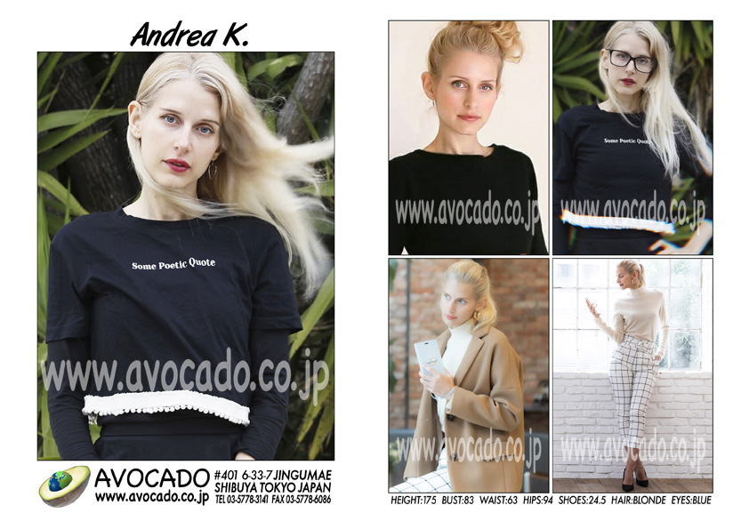 Andrea K Models ｜ Avocado 外国人モデル事務所／model Agency Tokyo